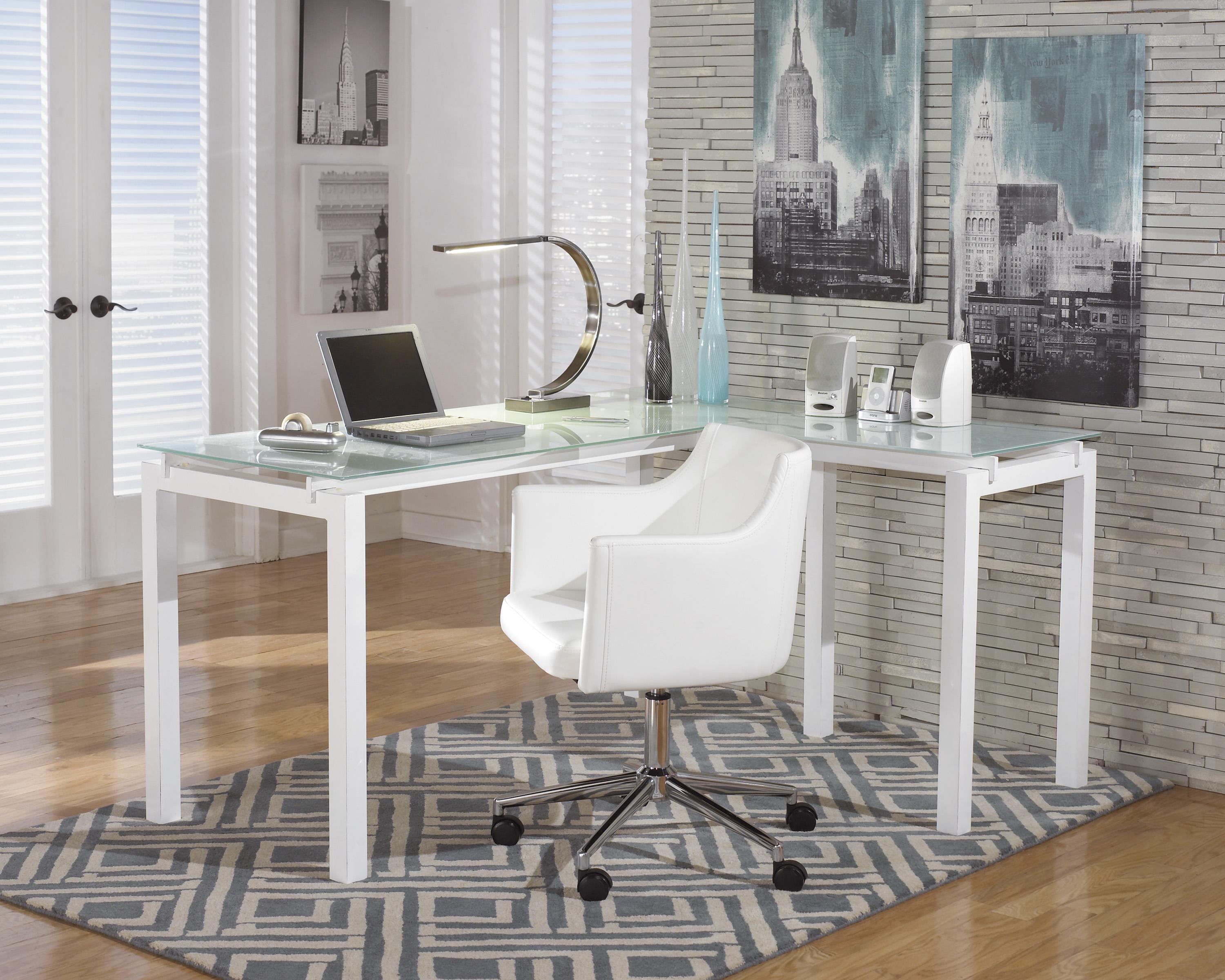 Signature Design by Ashley Baraga H41024 White Finish Metal LDesk